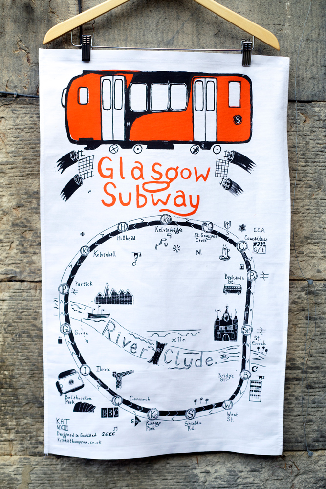 glasgow subway teatowel & mugs - beautifully photographed by Kimberley Brand